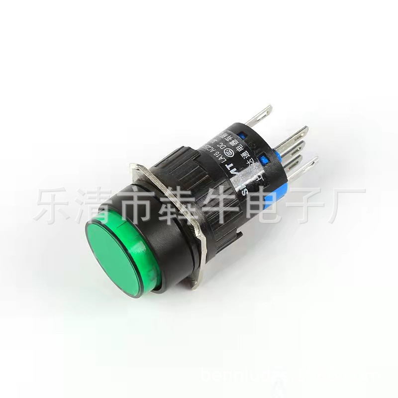 按钮开关AL16-M AB6Y-M LA16Y-11 5脚带灯16mm自锁无锁自复位按键