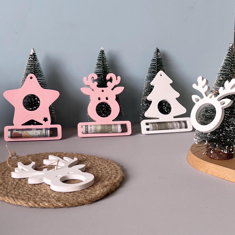 クリスマスシリーズマネークリップ装飾金型クリスマスツリー五芒星現金ギフトホルダー石膏diy金型|undefined
