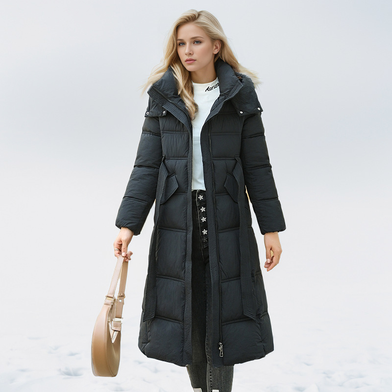 Women's Winter Coat Thickened Warm Cotton Jacket With Waist Detail_voghion.com