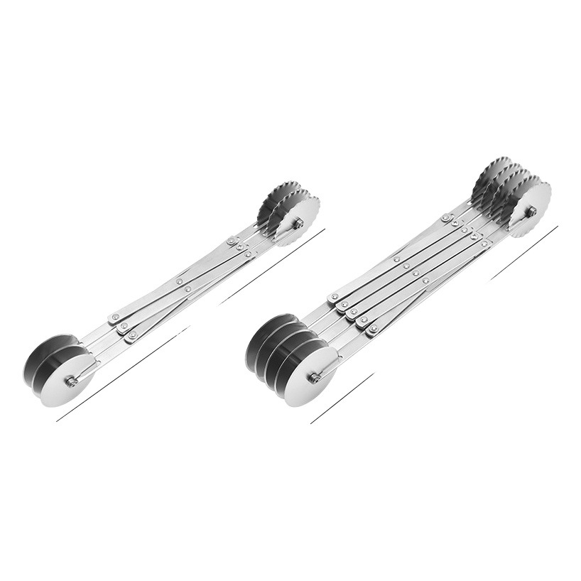 Factory foreign trade wholesale stainless steel retractable double-headed Pancake knife three five six seven-wheel pizza cutter baking tool