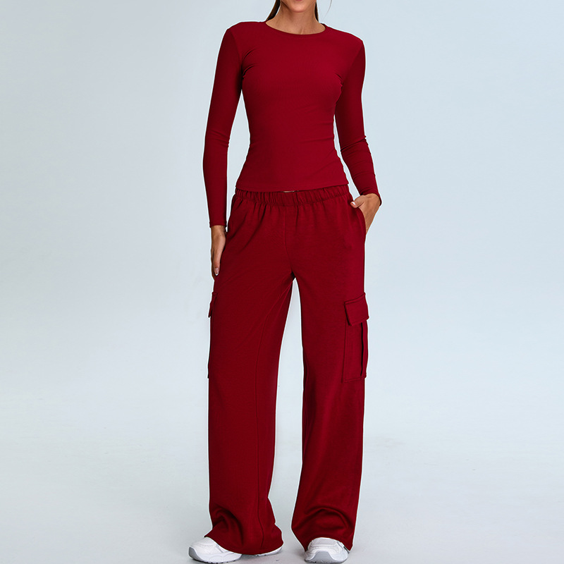 Nuevo conjunto de yoga delgado transfronterizo, camiseta deportiva desnuda de rosca fina para mujeres, conjunto de ropa de ejercicio para correr