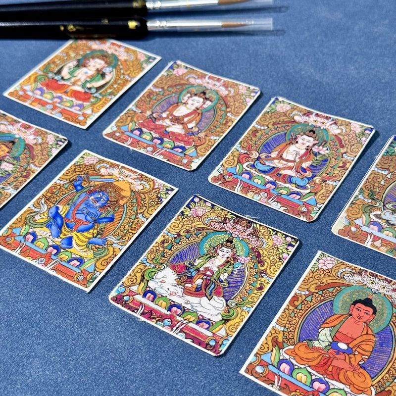 唐卡描金4*5半手绘画芯内心十二生肖八大守护神画布吊坠卡芯|undefined