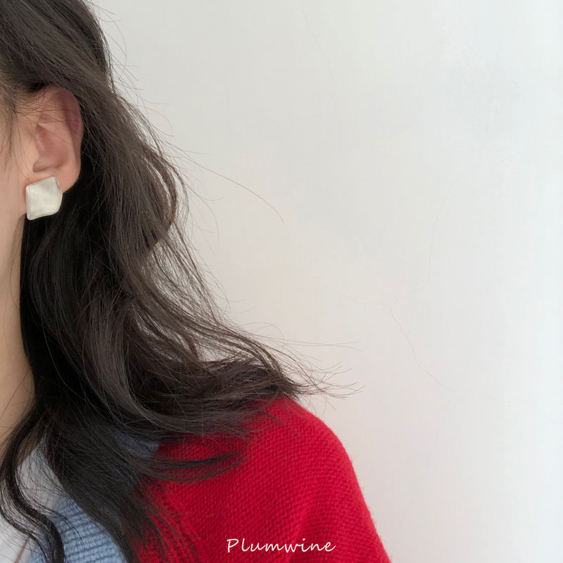 7g Weight 925 Sterling Silver Ear Needle Material No Inlaid Inlay Material Earrings, Ear Studs Classification Wedding, Travel Occasion Resin Material Geometric Pattern Women'S Gender Simple Style Style White, Purple, Green, Silver Color Simple Style Geometric Resin No Inlaid Earrings Ear Studs 9