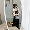 2021 spring new wave point stitching skirt long sleeve velvet dress