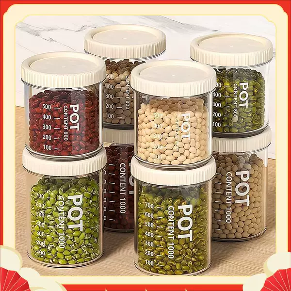 Z jar for storing grains, kitchen food storage, dry goods, transparent storage jar, box for snacks and tea