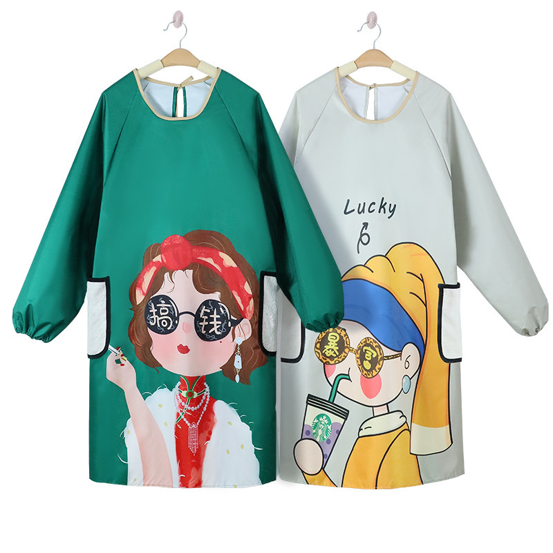 2025 pequeña mujer rica nueva impermeable delantal a prueba de agua a prueba de aceite de mangas largas cocina doméstica cocina de trabajo ropa de trabajo