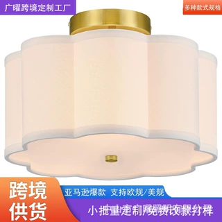 跨境现代简约布艺客厅吸顶灯圆形室内书房卧室灯餐厅吧台过道灯具