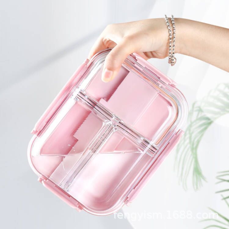 Caja de almacenamiento de vidrio de alto silicio de borosilicato, caja de almuerzo transparente rectangular, caja de almuerzo refrigerada, caja de regalo de microondas