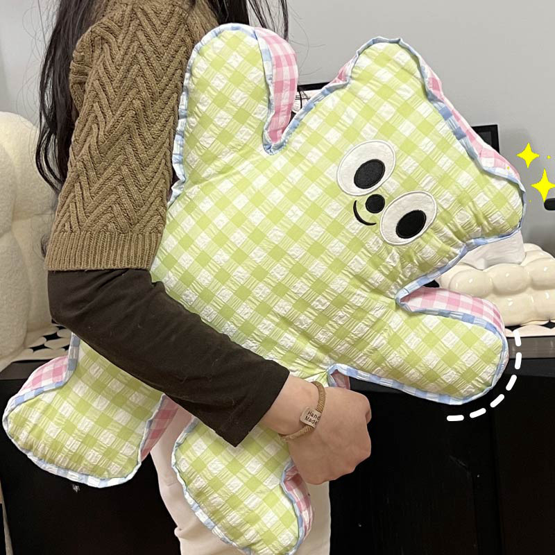 多巴胺ins彩色格子小熊玩偶睡觉抱枕毛绒玩具公仔布娃娃礼物女生
