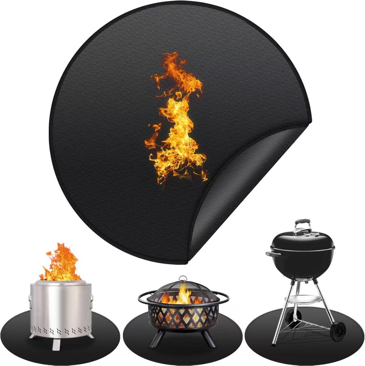 High-temperature resistant barbecue grill mat, fire-resistant mat for outdoor use, deck, terrace, lawn, flame-retardant mat, barbecue mat