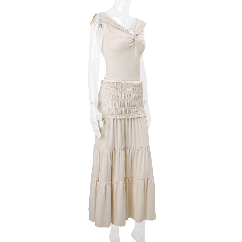 140g Weight Sleeveless Sleeve Length Polyester Fabric Type Skirt Co-ord Set Sets Type Holiday Occasion Strapless Neckline Comfort Function Regular Fit Fit Type Solid Color Pattern Summer Season Women's Gender Sexy Style Holiday Women's Sexy Solid Color Polyester Skirt Co-ord Set Skirt Sets 11