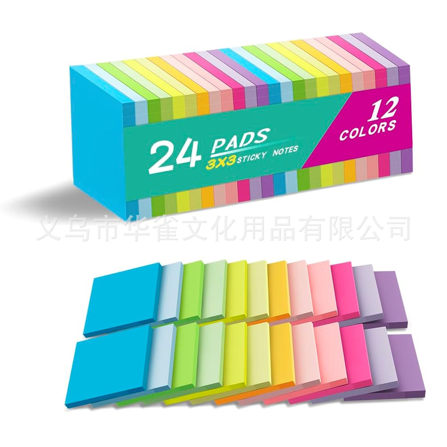 Fluorescent Colored Sticky Notes 3*3 Inch Student Memo Pads Reusable Sticky Notes Cross-Border Hot-Selling Note Pads Direct from the Manufacturer