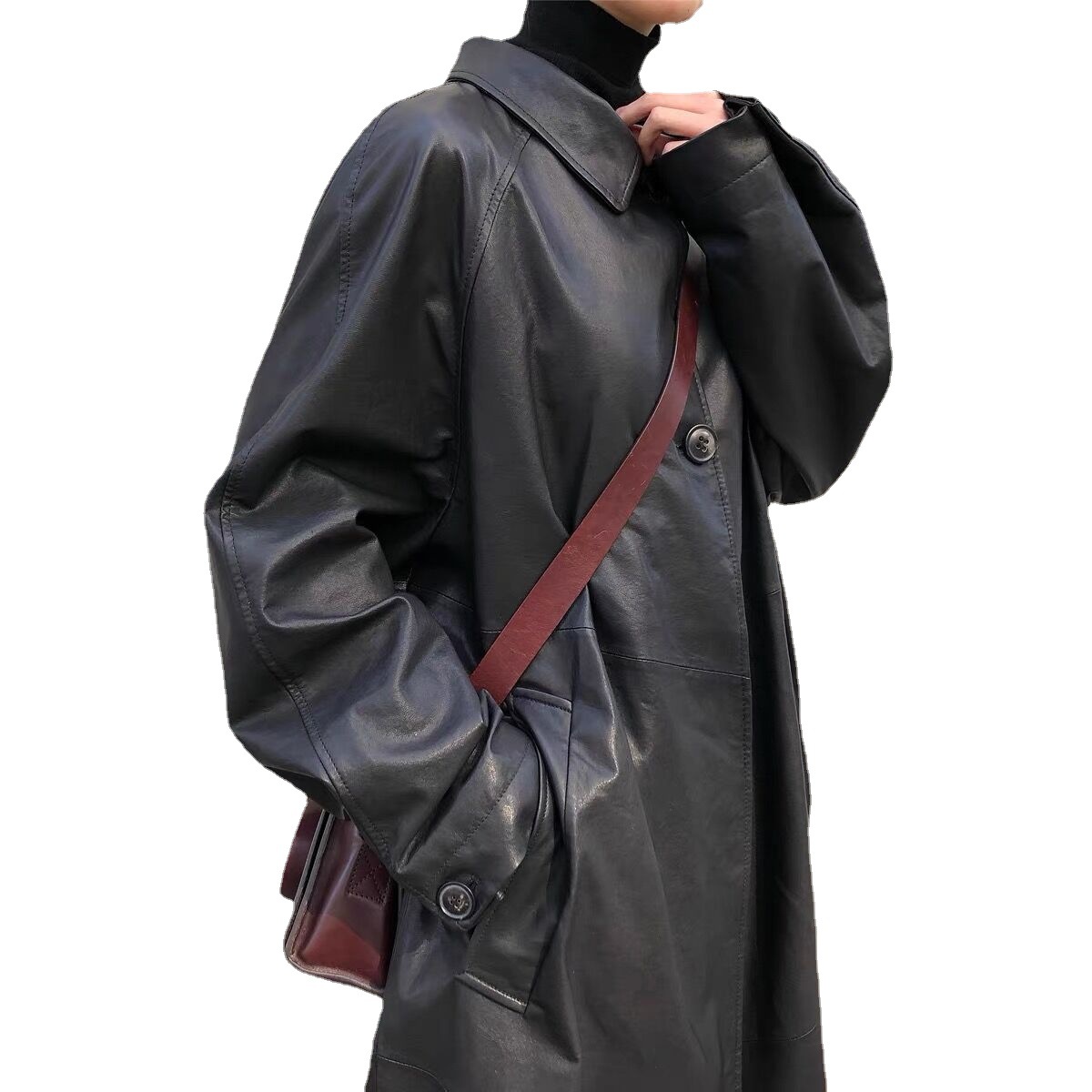 0.6MM超薄进口小牛皮服装革 黑色头层超软风衣牛皮水洗粒面小牛皮