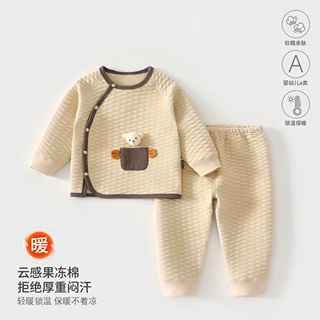 婴儿衣服a类秋冬保暖童套装宝宝分体可爱家居打底爬服安阳婴童装