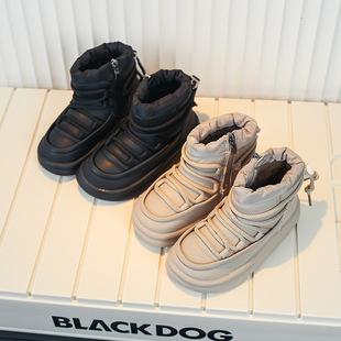 2024 Winter Children's Winter Cotton Shoes Casual All-match Soft Bottom Non-slip Side Zipper Comfortable Lightweight Snow Cotton Boots