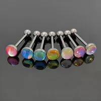 Titanium переполнение F136 блестящая пленка капает масло языковые гвозди многоцветный градиент G23 титановый сплав пирсинг человеческого тела украшения языка