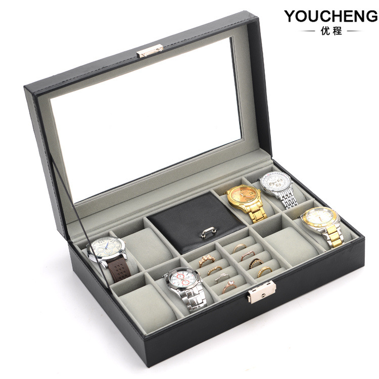 现货批发8+2位手表盒皮革珠宝首饰收纳盒家居手表盒子包装盒厂家