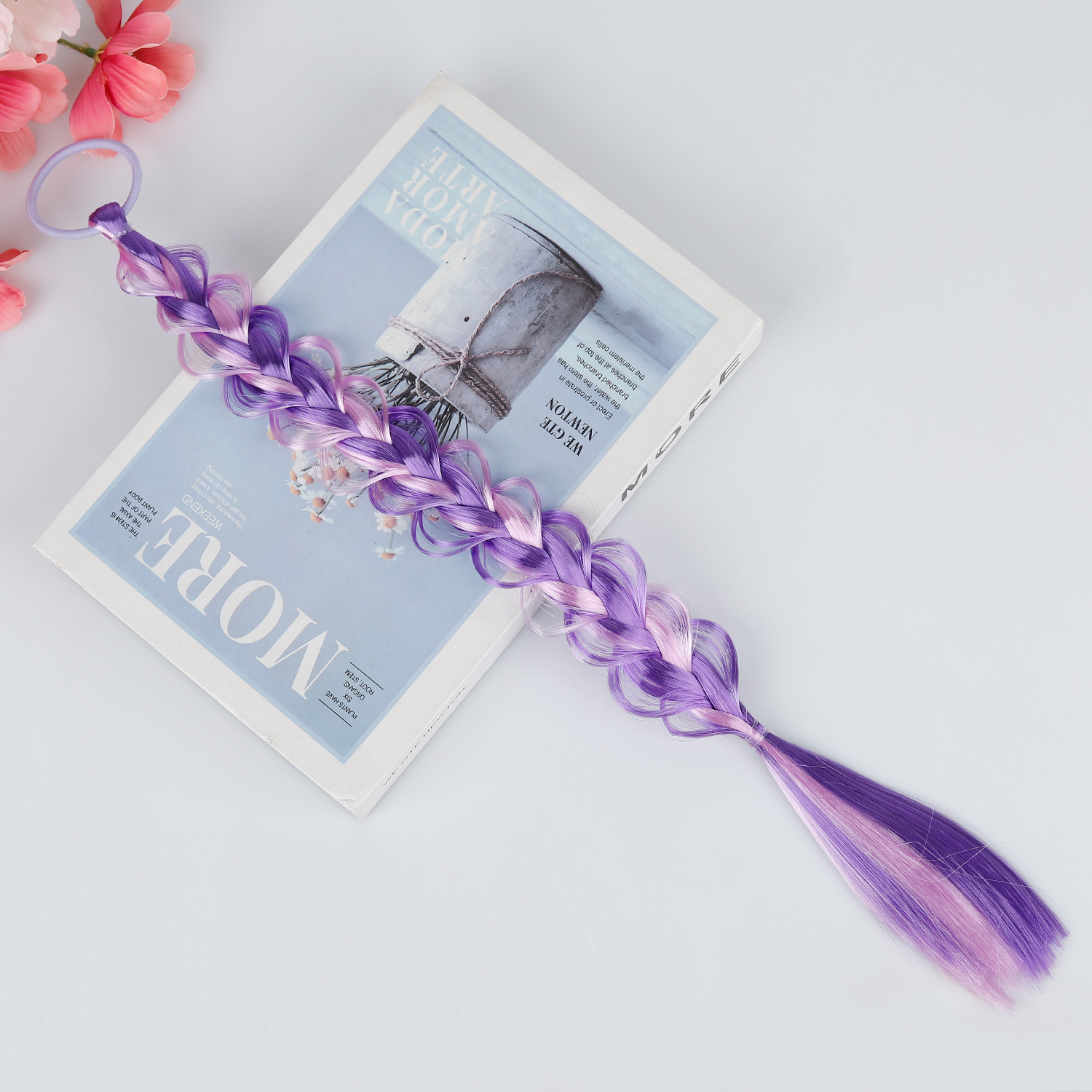 Comercio exterior pelucas de niños trenzas coloridas tocado de trenza burbuja anillo de cabello de alta elasticidad cabello de cola de caballo