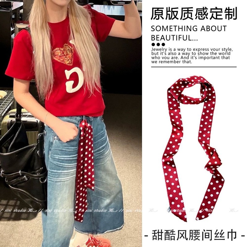 韩系慵懒风波点丝巾女2025新款复古高级感气质百搭发带设计感配饰|undefined