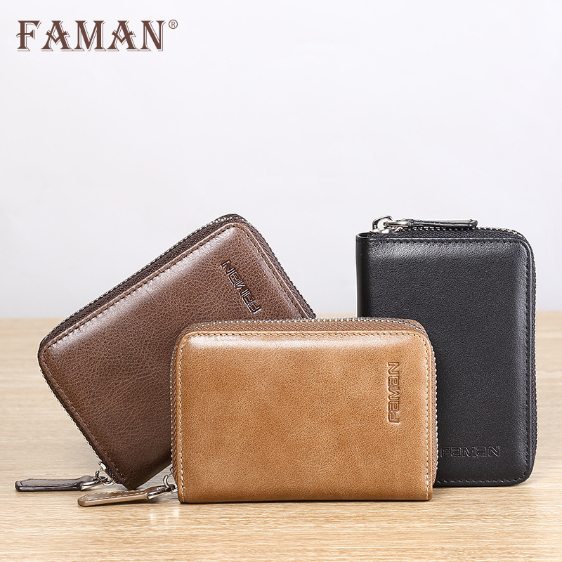 Bolsa de tarjetas de color sólido de cuero para hombres tarjeta de crédito de cuero multifuncional bolsa de tarjetas bancarias bolsa de tarjetas de órgano