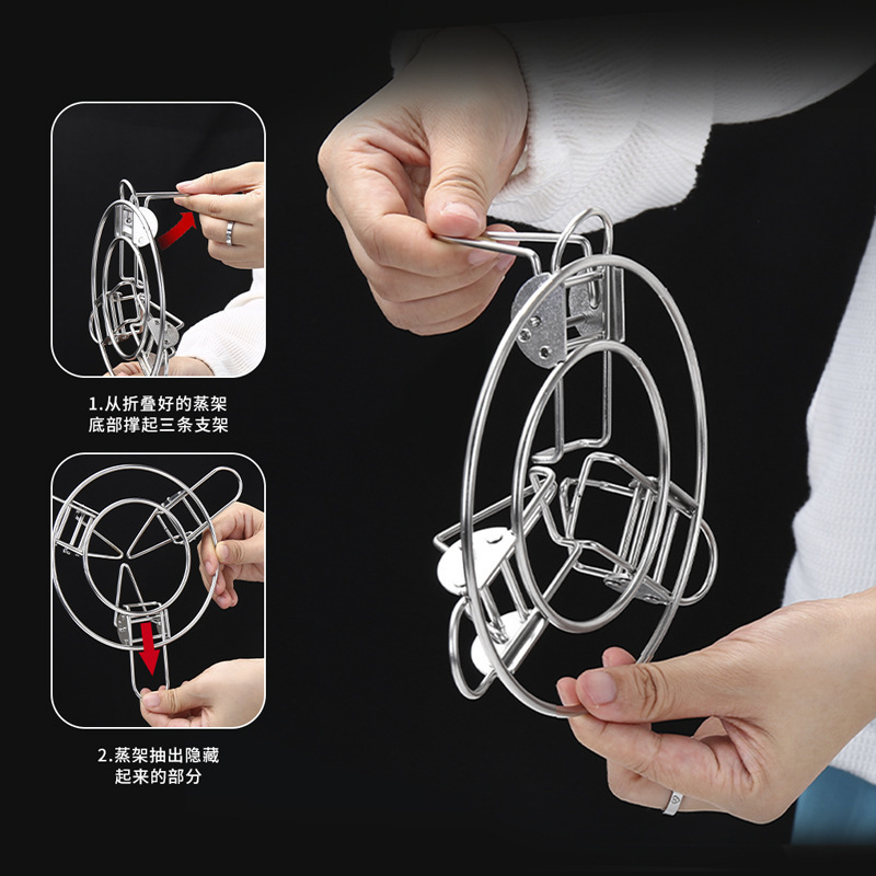 304 stainless steel steaming rack retractable steaming rack kitchen household multifunctional folding steaming rack