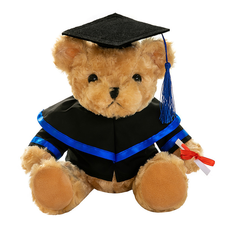 Graduación Bear Master Bear Doll Dr. Undergraduate Uniform Bear Doll High School Regalo de impresión logotipo de la escuela