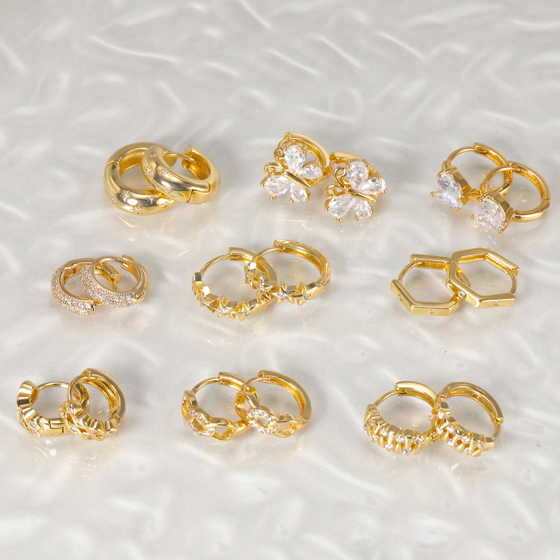 2022 New Arrival Elegant Butterfly CZ Zircon Copper Stud Earrings - All-Match Geometric Earrings for Women detail image 9