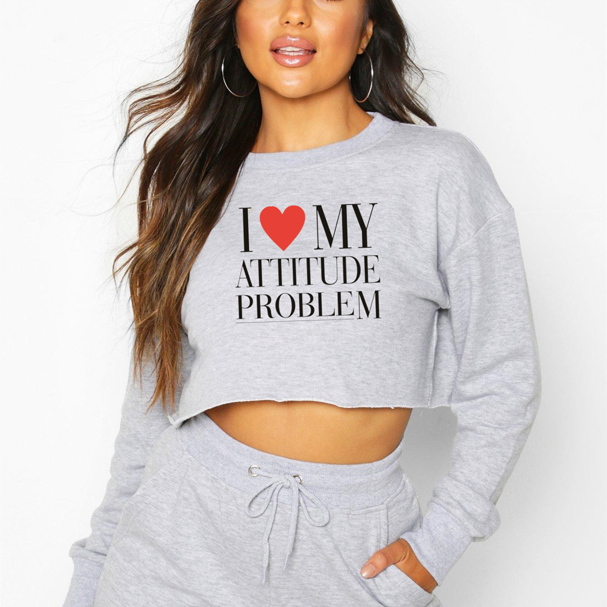 short loose long sleeve letter printing sweatshirt NSOSY139586