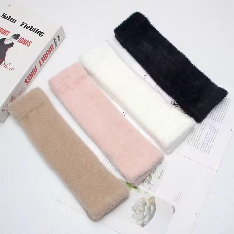 Arm Sleeve Sleeve Fake Sleeve Women's Autumn and Winter Knitted Wool Long Half-finger Gloves Arm Warm Thickened Velvet
