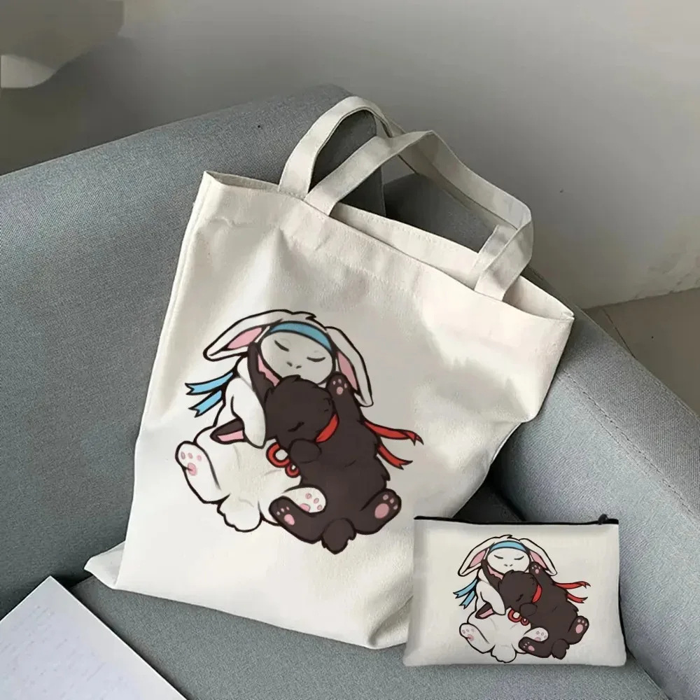 2 件装野性蓝忘机未仙手提包大容量单肩包礼品手提包和杂货购物袋