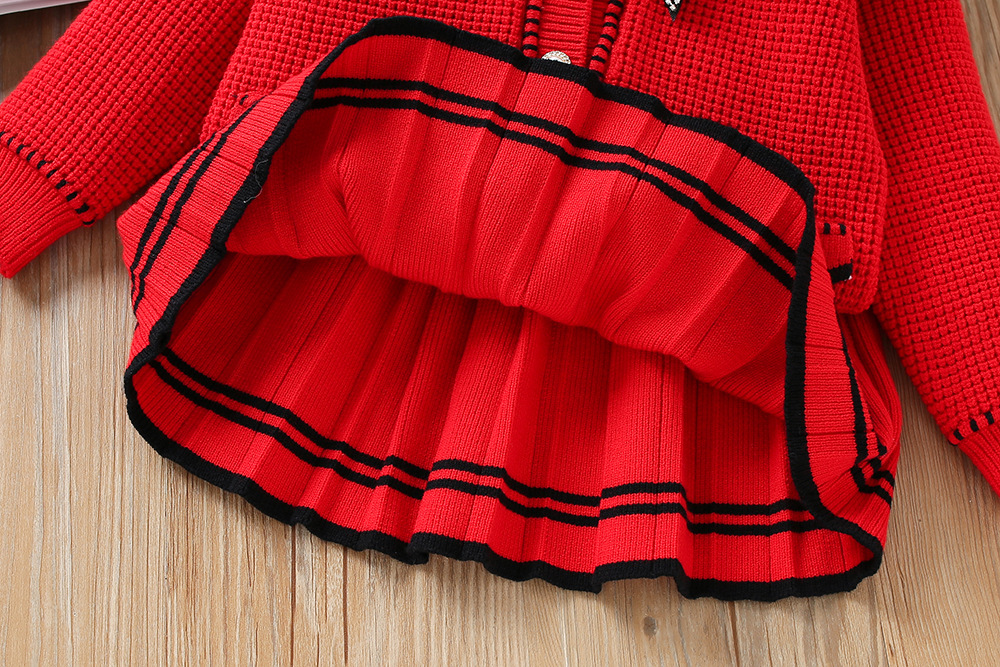 Ensemble pull tricoté pour petite fille, deux pièces, à la mode, petit parfum, à la mode, pour enfants, nouvelle collection automne/hiver 2023_voghion.com
