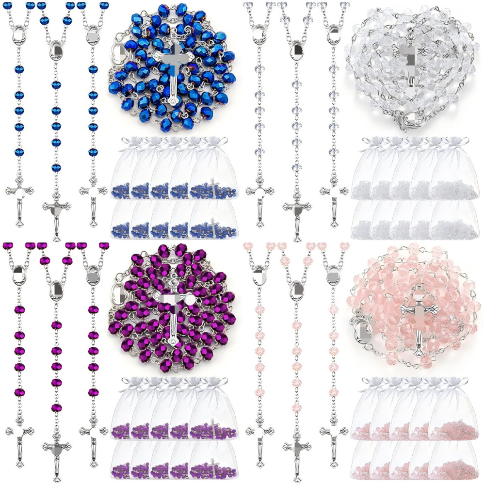 Transfronterizos azul púrpura cristal cuentas rosario collar DIY suéter cadena joyas accesorios de aguja curva regalos decorativos