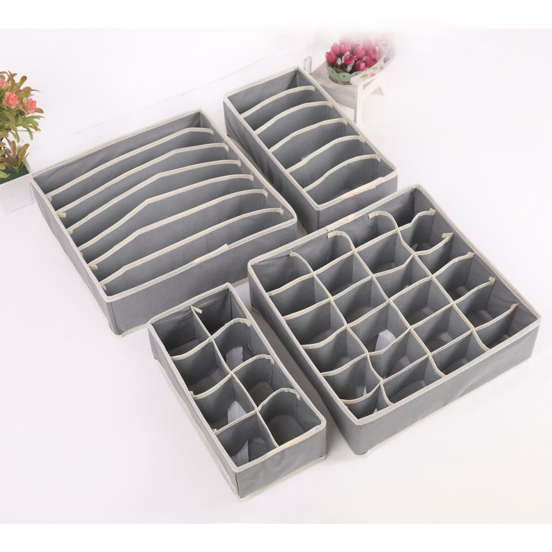 Caja Organizadora de Ropa Interior Juego de 4 Piezas de Tela image 8