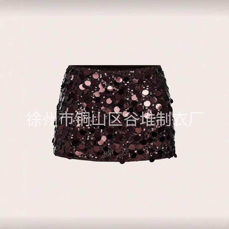2026 European and American Cross-Border Spring Shiny Classic Sequin Fashion Bodycon Short Skirt Slim Shorts Mini Nightclub Skirt