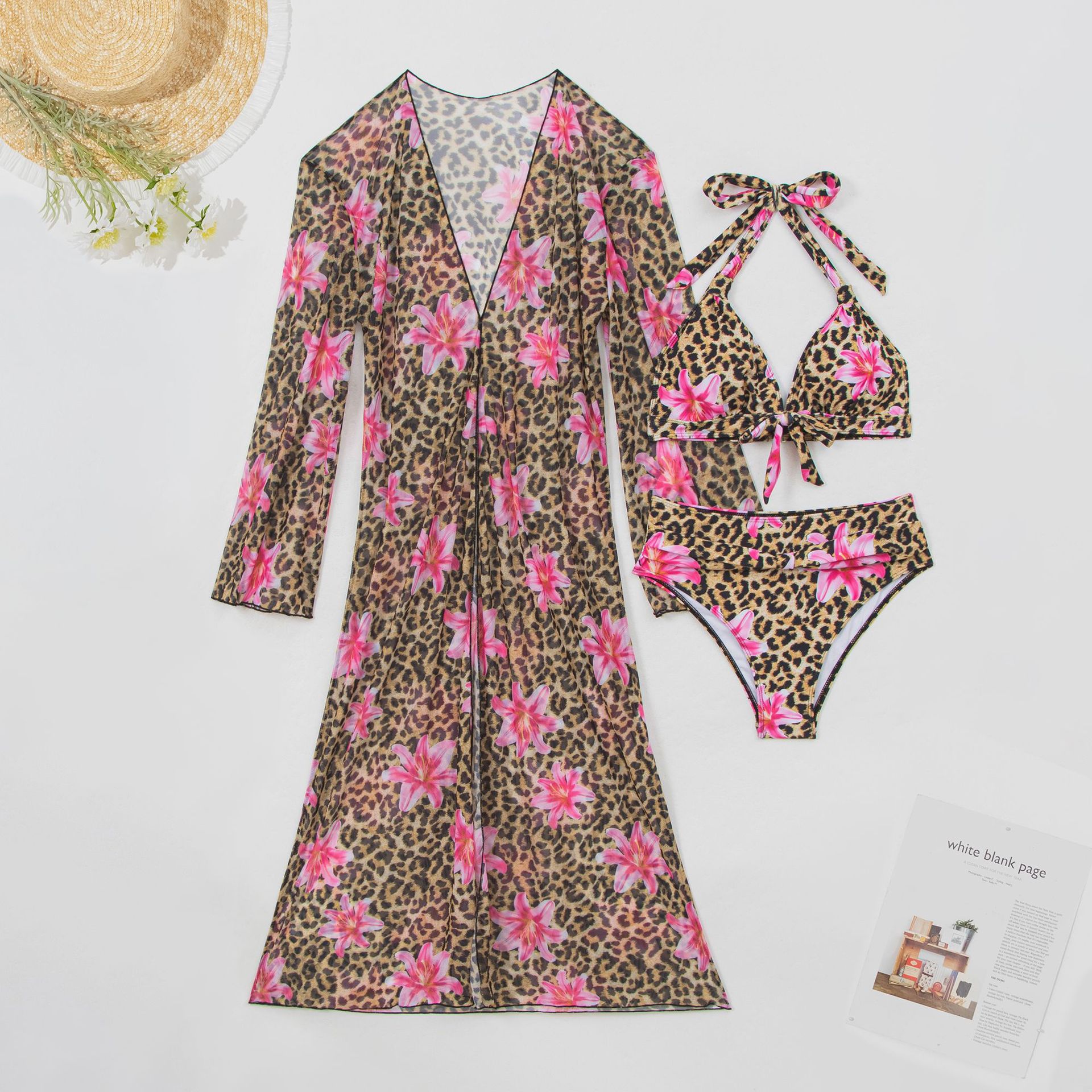 Women's Clothing Women's Sexy Fashion Three Piece Swimsuit Set European American Style Multicolor Printed Bikini_ecoleips.com