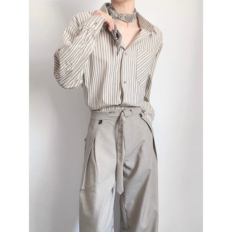 American Retro Lazy Style Striped Long-Sleeve Shirt for Spring and Autumn, Unisex Trendy Brand Loose Casual Boyfriend Style Shirt Top American Retro Lazy Style Striped Long-Sleeve Shirt for Spring and Autumn, Unisex Trendy Brand Loose Casual Boyfriend Style Shirt Top