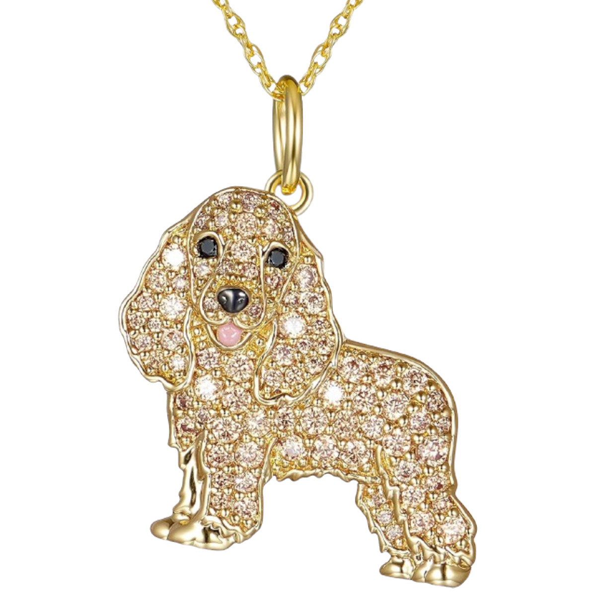 Zinc Alloy Chain Material Cute Dog Artificial Crystal Zinc Alloy Cable Chain Pendant Necklaces Wholesale