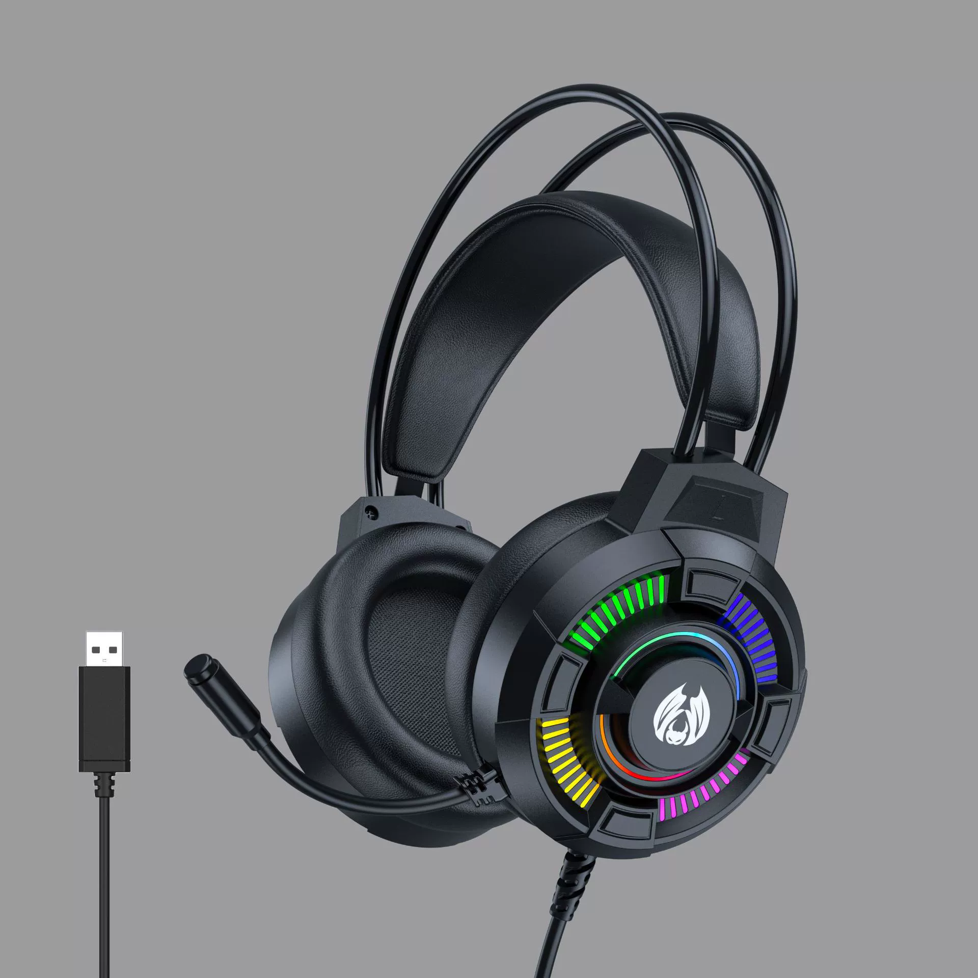 BATXELLENT M81 Роскошные игровые наушники с 360° omnidirectional микрophones, RGB LED подсветка, память foam USB