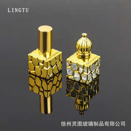 中东风精油瓶电镀香水分装瓶镀金玻璃瓶金色喷雾空瓶