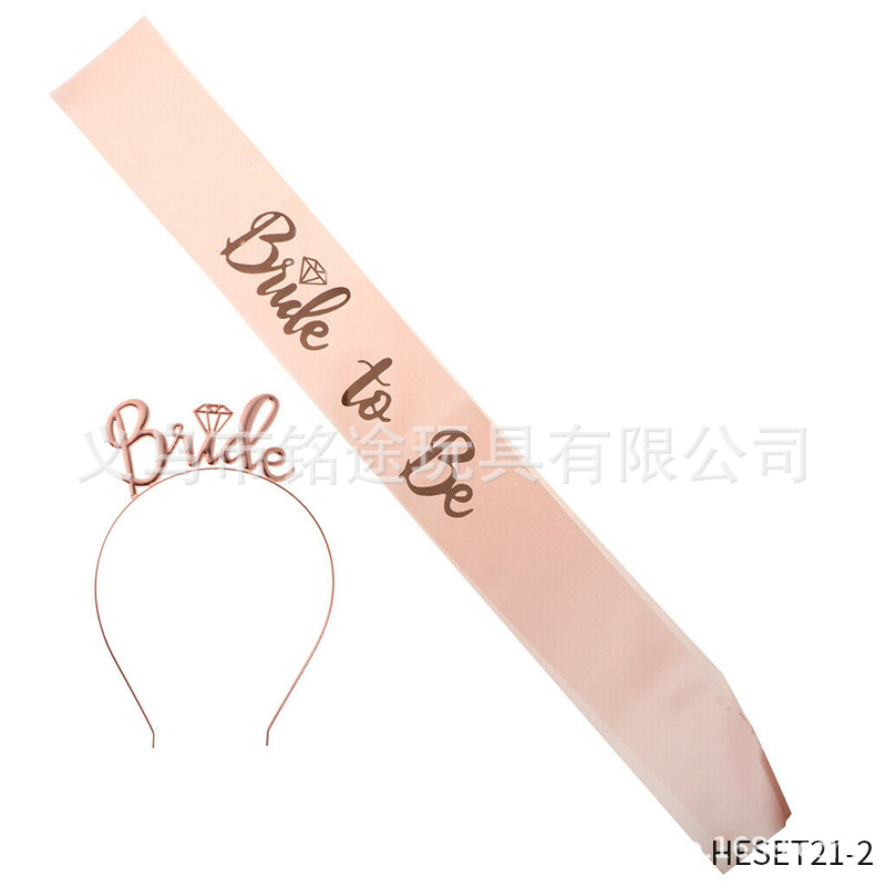 Bachelor Party novia de oro rosa para ser correa de hombro banda ceremonial nupcial de dos piezas corona diadema