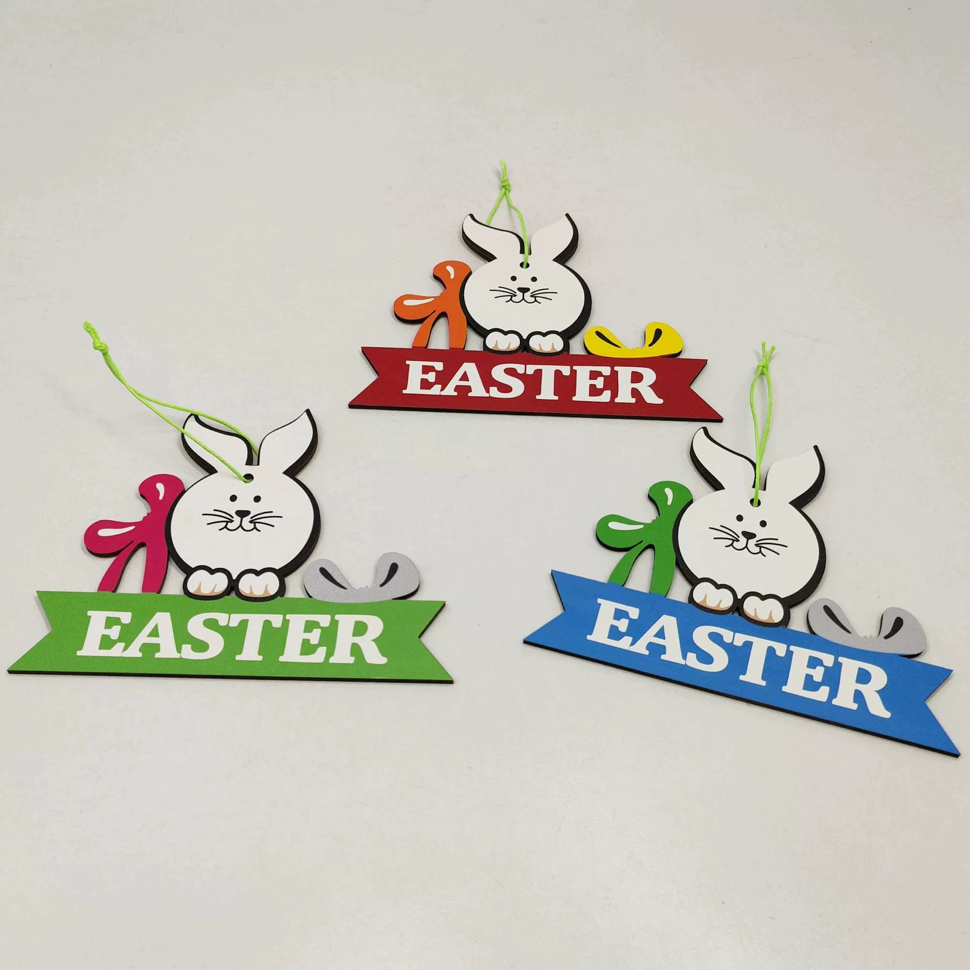 Трансграничный новый пасхальный деревянный мультфильм кролик подвеска для вечеринок тема украшения бирка пасхальный кролик
