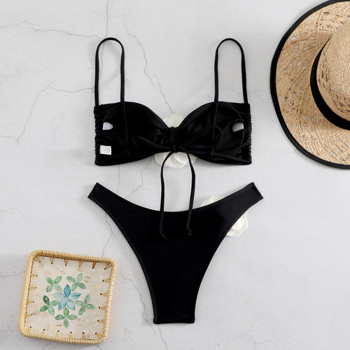 New Amazon cross-border European and American sexy tube top 3D flower briefs bikini bikini swimsuit