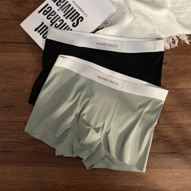 Verano helado sensación fría transpirable sin marcas antibacterianas pantalones de hombre sudor absorción de color sólido cuadrícula al por mayor