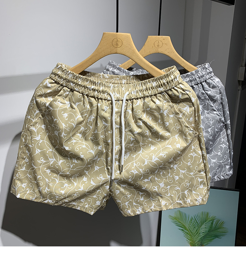 Men's Quick-Dry Athletic Shorts 3/4 Length, Casual Elastic Waistband Lounge Shorts For Gym Running Beach_viptrois.com
