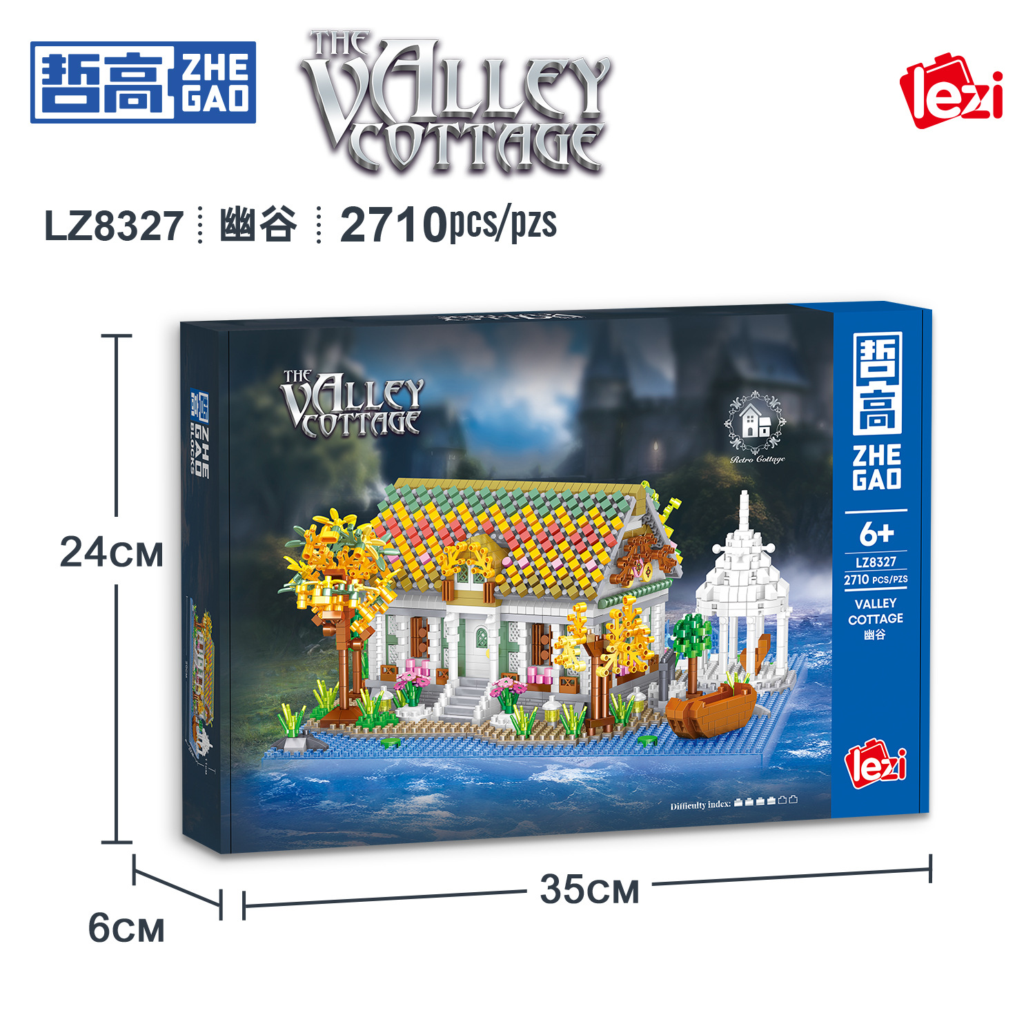 Zhegao Lezi granulares de microdiamantes 8327 creativos de la cabaña de la calle de bloques de construcción para niños modelo de ensamblaje juguetes