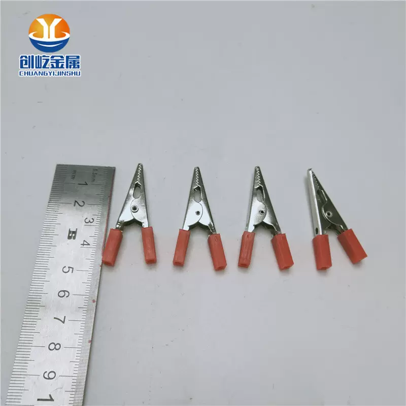 48MM带套胶夹子 镀镍40MM扁口夹牙齿双孔夹 表面电镀塑胶产品夹具