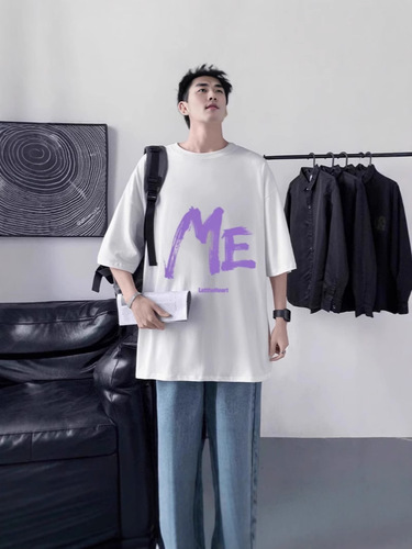 American street style heavy-duty short-sleeve t-shirt for men, summer 2025 new fashion loose fit versatile half-sleeve clothing, Instagram-style t-shirt