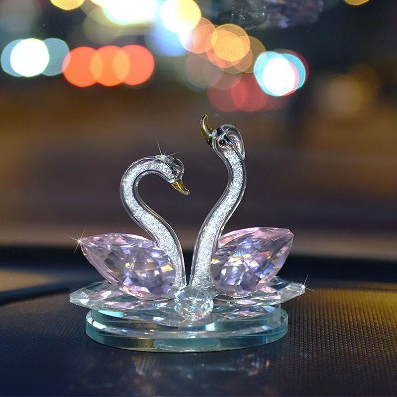 Car Ornaments Goddess Style Crystal Swan Car Perfume Holder High-End for Girls' Cars