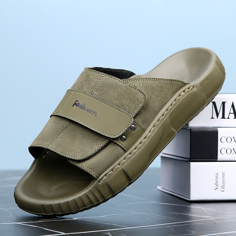 Top-grade leather slippers for men, high-end summer non-slip home slippers with a premium feel, men's genuine leather fashion sandals Top-grade leather slippers for men, high-end summer non-slip home slippers with a premium feel, men's genuine leather fashion sandals