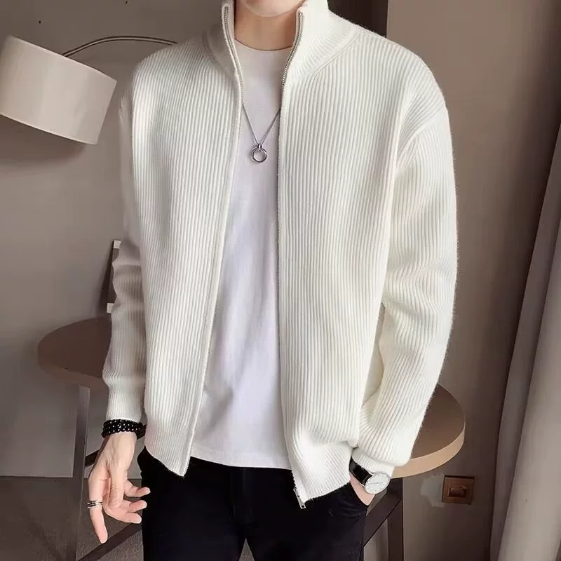 Knitted cardigan, men's autumn demi-season sweater, jacket with zipper